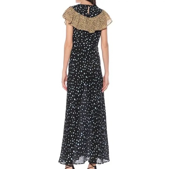 RIXO LACEY LEOPARD BUBBLE SPOT Frill Neck Midi Dress Size L - Picture 2 of 7